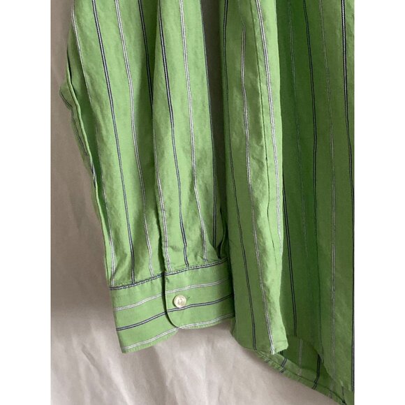 Arrow LS Shirt Green Blue White Stripe Button Down Casual Dress Boy L (14-16) - Picture 7 of 14